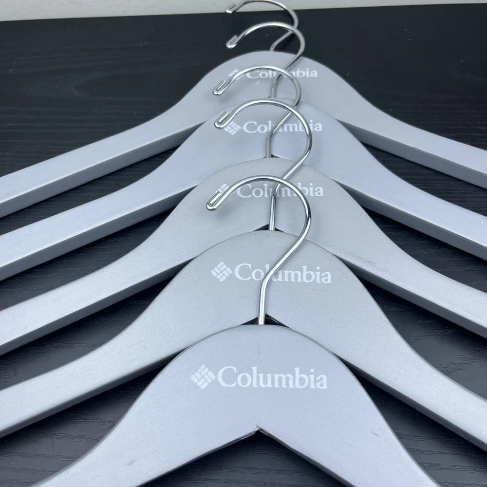 Columbia Sportswear Company Wooden Clothes Hangers‎ Gray Set of 5